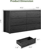 GarveeHome 6 Drawer Dresser for Bedroom, Wide Wood Chest of Drawers Handle Free - Image 2