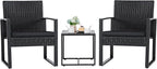 Flamaker 3 Pieces Outdoor Patio Wicker Furniture Set, Modern Rattan Chair by Flamaker