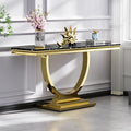 Henf 47" Marble Console Table Modern Black Faux Marble Entryway Table by Henf