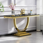 Henf 47" Marble Console Table Modern Black Faux Marble Entryway Table by Henf