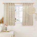 Small Kitchen Window Linen Curtains 45 Inch Length 2 Panels | Semi Sheer by LAMIT