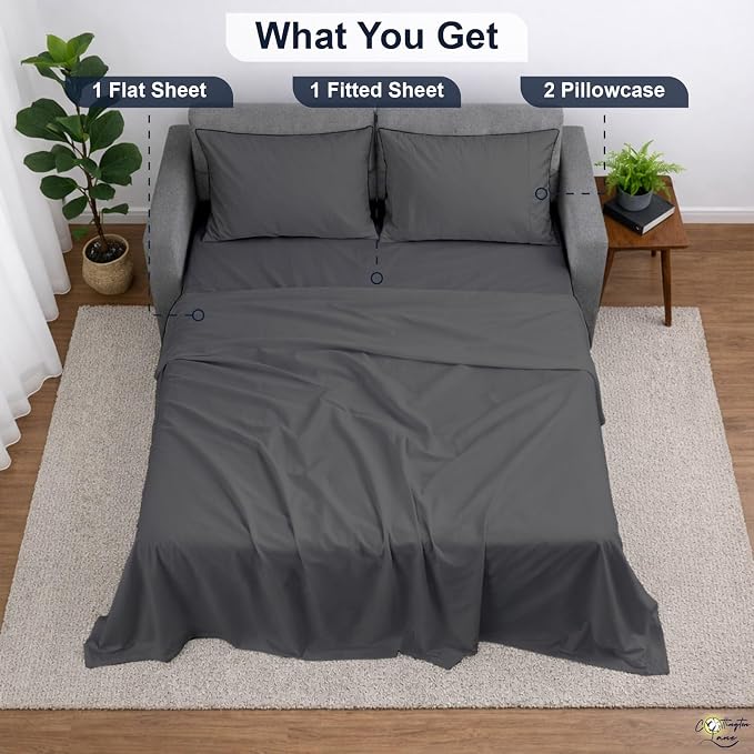 Cottington Lane Sleeper Sofa Sheets Full Size, 4 Piece Premium Quality 100% - Image 5