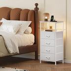 Somdot White Nightstand with Charging Station and LED Light - Image 2
