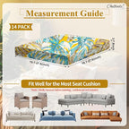 CALBODE 14pcs Outdoor Tropical Plant Printed Sofa Seat Cushion Covers Strechable - Image 2