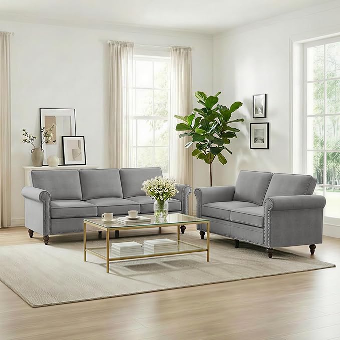 Living Room Sofa Sets 2 Piece, Modern 3 Seater Sofa and Loveseat Couch Sets by RedefiningHomeComfort