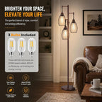 Nintiue Dimmable Floor Lamp, 3x800LM LED Bulbs Included, Farmhouse Industrial - Image 4