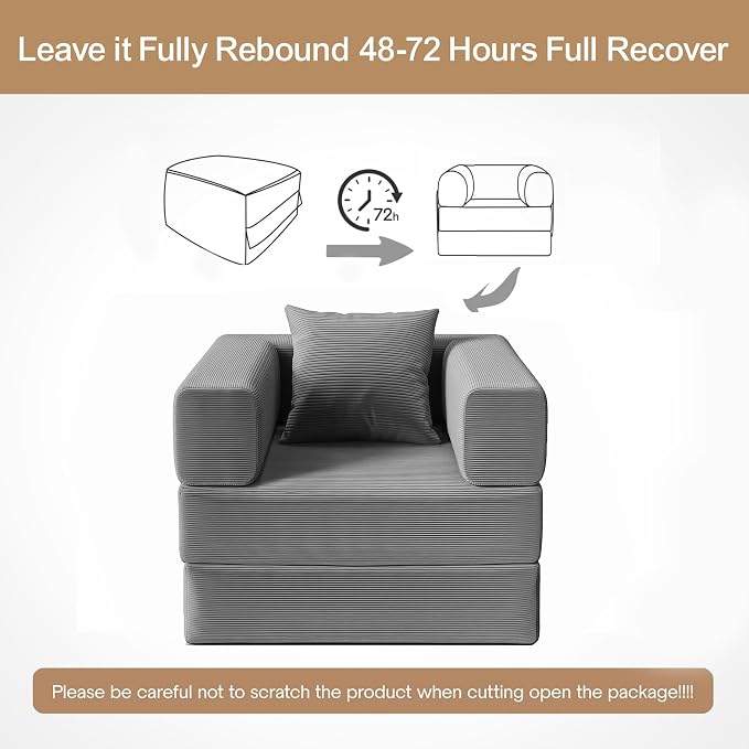 BSHOMGI 2-in-1 Floor Foldable Sofa Couch Convertible Sleeper Chaise Lounge - Image 8