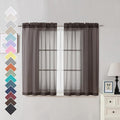 Chocolate Brown Sheer Curtains 45 Inches Long 2 Panels, Light Filtering Sheer by OVZME