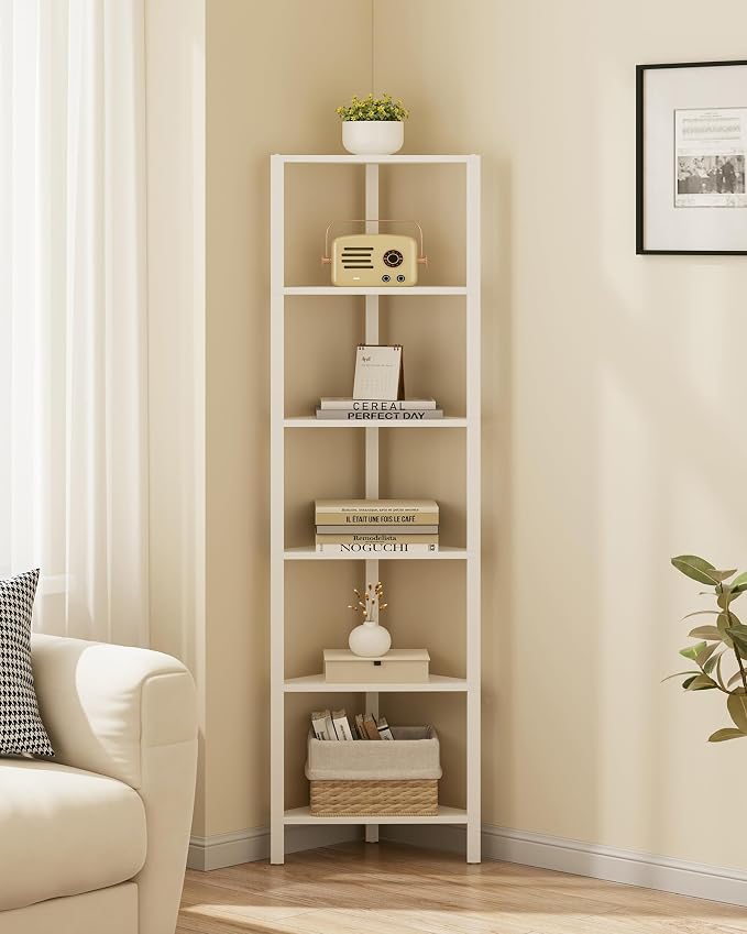 TUTOTAK 6-Tier Corner Bookshelf, Corner Shelf - Image 5