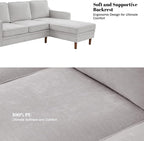 Kingfun 88" L-Shape Sofa, Chenille Sectional Couch, Mid Century Modern Couches - Image 6