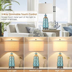 Ruzectt 25.5" Coastal Glass Table Lamps Set of 2, 3-Way Dimmable Touch Control - Image 2