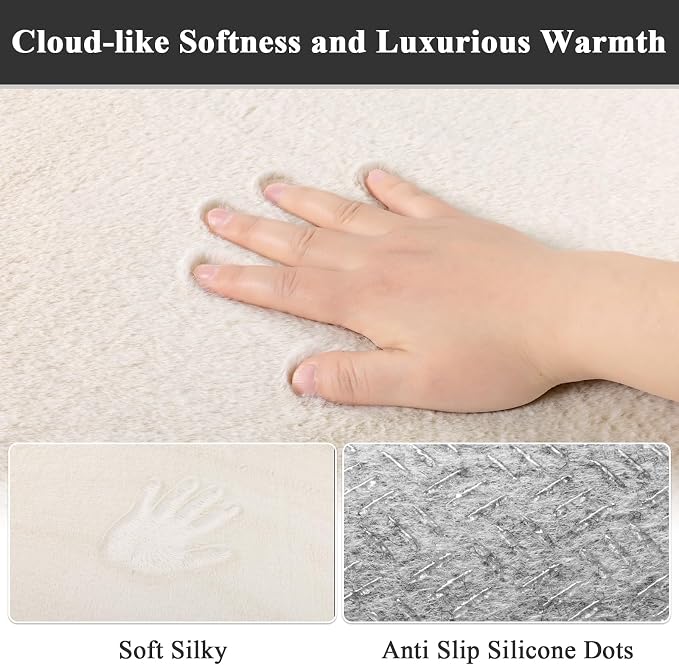 SHACOS Extra Soft 4x6 Faux Rabbit Fur Area Rugs - Image 8