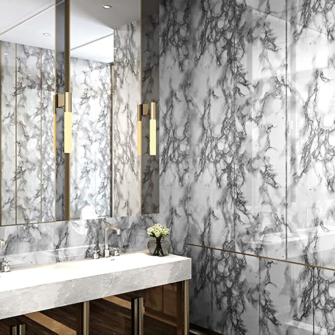 Livelynine Marble Wall Paper Kitchen Countertop Peel and Stick Wallpaper - Image 3