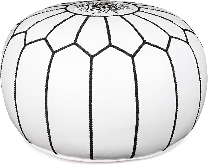 Marrakesh Gallery Genuine Leather Round Pouf Unstuffed by MarrakeshGallery