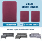 Water Repellent L Shaped Couch Covers 3 Pieces Sofa Seat Cushion Slipcovers - Image 7