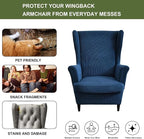 HAOYONG Jacquard Wingback Chair Cover Thickening Wing Armchair Covers Set of 2 - Image 5