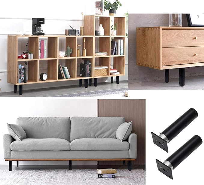 4 Pack Adjustable Furniture Legs Round 1.5" Dia Thickened Aluminum Alloy Sofa - Image 5