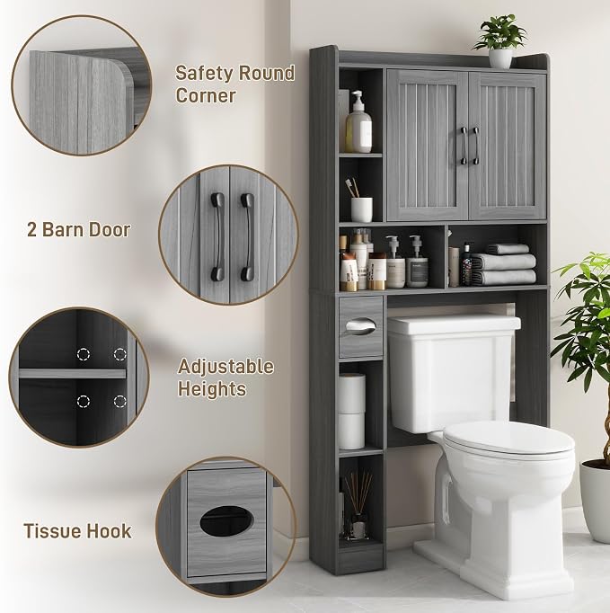 Vabches Over The Toilet Storage Cabinet, Farmhouse Storage Cabinet Over Toilet - Image 4