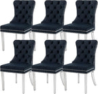 KCC Velvet Dining Chairs Set of 6, Upholstered High-end Tufted Dining Room Chair by KCC