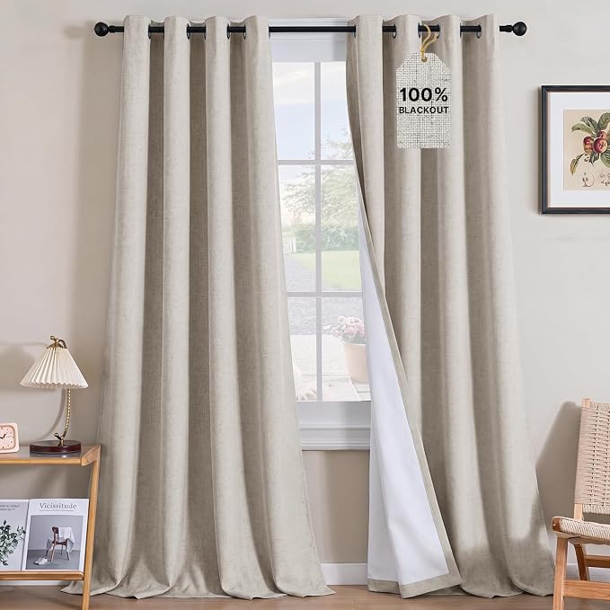 H.VERSAILTEX Linen Curtains 100% Blackout Curtains by HVERSAILTEX