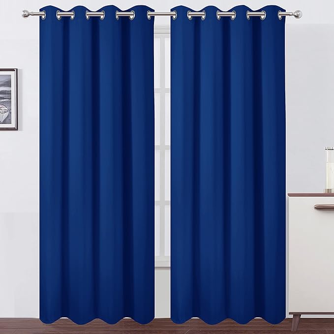Blackout Curtains 66 x 84 inch/Royal Blue Curtains Set of 2 Panels/Thermal by Lemomo