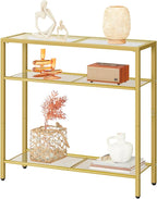 HOOBRO 29.5" Narrow Console Table, 3-Tier Tempered Glass Sofa Table, Modern by HOOBRO