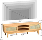 Boho TV Stand for 55 65 Inch TV, Rattan Entertainment Center - Image 2