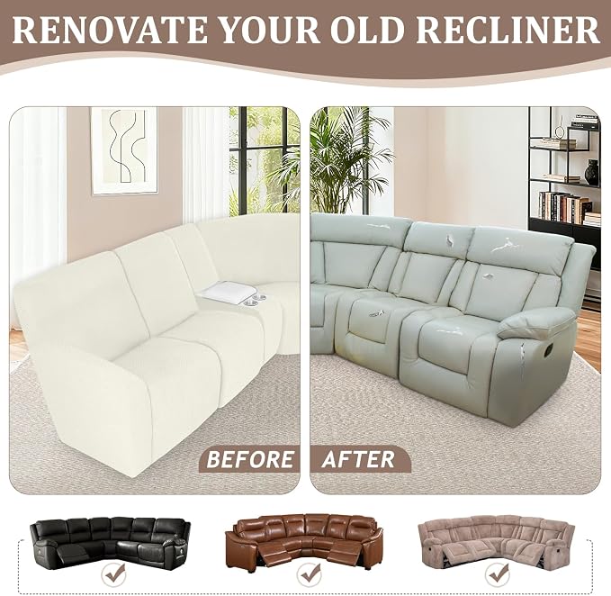 ALIECOM 100% Waterproof Recliner Sectional Couch Covers L Shape Stretch Corner - Image 7