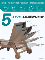 SERWALL Textilene Patio Chaise Lounge Chair, 5 Positions Adjustable Outdoor - Image 7