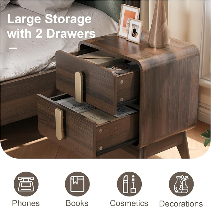 JOINICE, Nightstands Set of 2, Mid Century Modern Nightstand - Image 5
