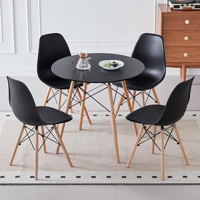 5-Piece Round Dining Table Set, Small 31.5" Kitchen Table Chairs Set of 4 Space - Image 3