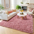 Amdrebio Blush Pink Furry Shag Area Rug 4x6 - Image 4