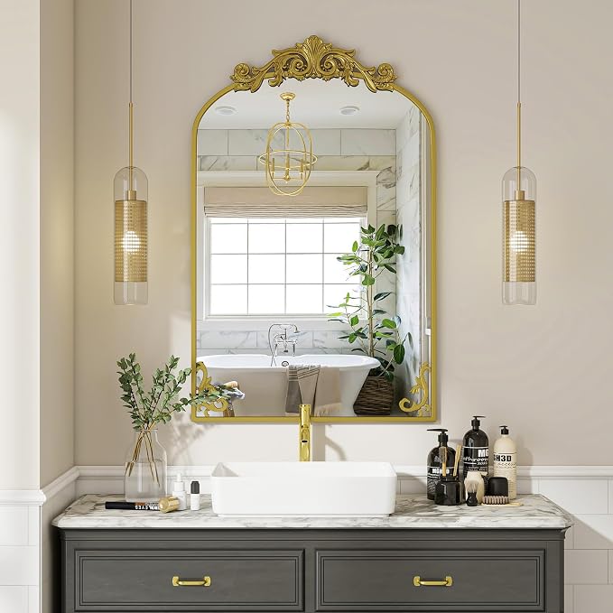 VooBang 26x38 inch Vintage Arched Bathroom Mirror - Image 6