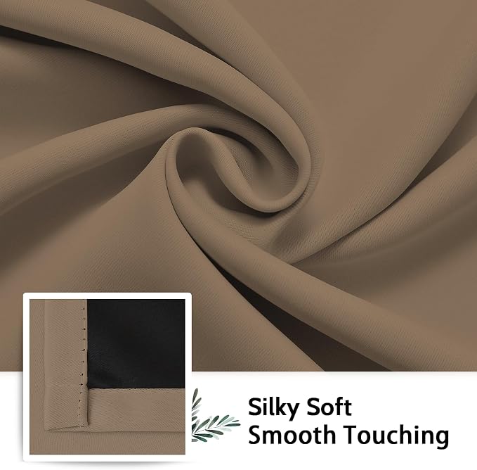 SimpleHome Khaki 100% Blackout Curtains Room Darkening Living Room 63 Inch | - Image 7