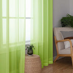 Lime Sheer Curtains 72 Inches Long 2 Panels, Solid Voile Light Filtering Dual - Image 2