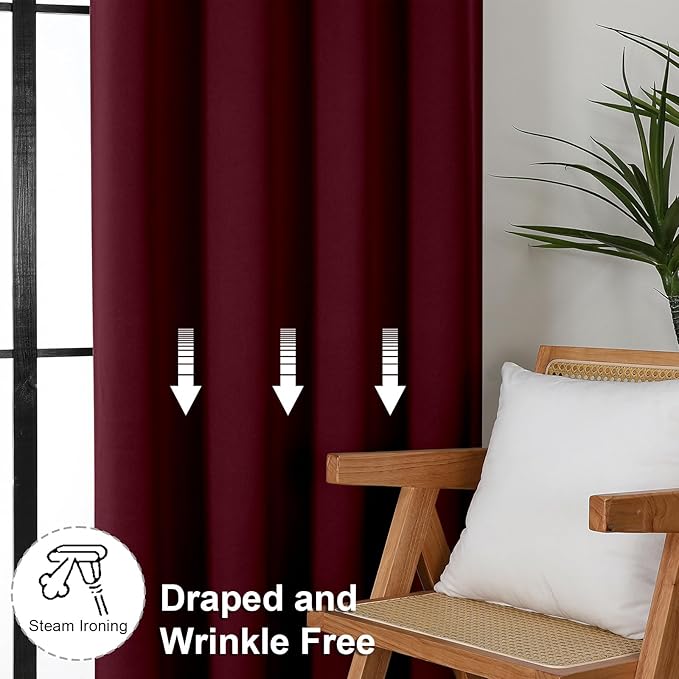 Simplebrand Ava Burgundy Short 36 Inches Blackout Curtain 2 Panels Set - Image 7