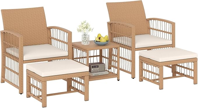 Tangkula 5 Pieces Patio Wicker Conversation Set, Outdoor Furniture Set by TANGKULA