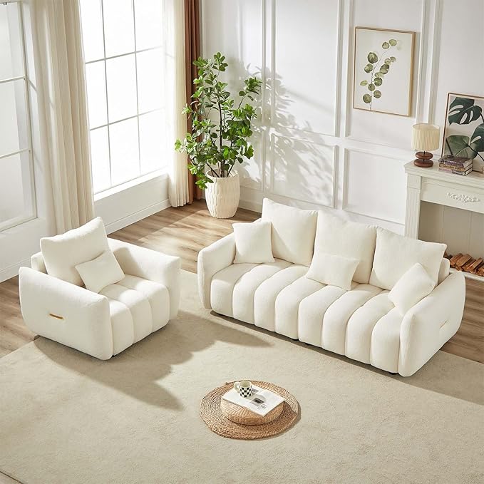 Antetek 35" Modern Accent Single Sofa Chair, Comfy Deep Seat Teddy Living Room - Image 4