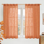 54 Inch Semi Sheer Window Linen Curtains, Light Filtering Panels | Faux Linen by LAMIT
