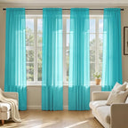 MIULEE Turquoise Sheer Curtains 84 Inches Long 4 Panels 42 x 84 Inches | Light by MIULEE