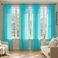 MIULEE Turquoise Sheer Curtains 72 Inches Long 4 Panels 42 x 72 Inches | Light by MIULEE
