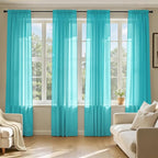 MIULEE Turquoise Sheer Curtains 72 Inches Long 4 Panels 42 x 72 Inches | Light by MIULEE