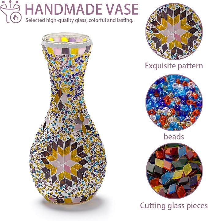 Stylish Turkish Mosaic Table Lamp Glass Vase Light - Image 4