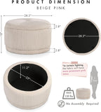 Furniture of America Lennox Modern Chenille 29-inch Round Storage Ottoman - Image 2