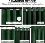 MIULEE Velvet Curtains 50W x 108L 2 Panels Hunter Green Blackout Curtains | - Image 2