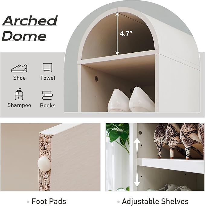 IFGET 67" Tall Arched Bookshelf, 8 Tiers Arch Bookcase - Image 3