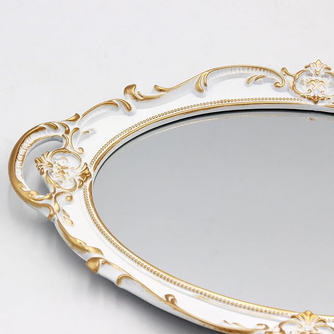 YCHMIR Vintage Mirror Small Wall Mirror 14.5 x 10 inchs Oval White - Image 6