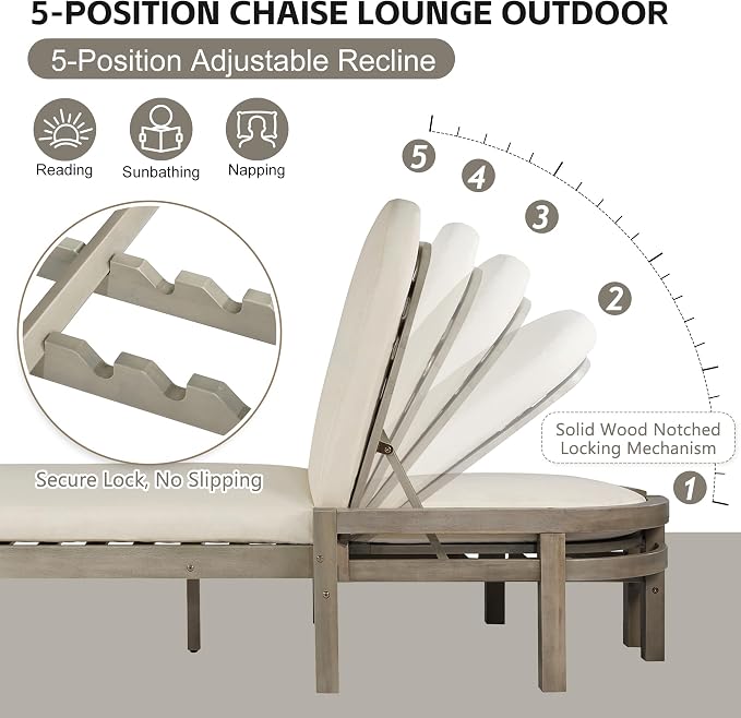 Outdoor Chaise Lounge Chair, Patio Chaise Lounge Recliner - Image 6