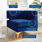 Modway Triumph Channel Tufted Performance Velvet Sectional Sofa Corner Chair - Image 7