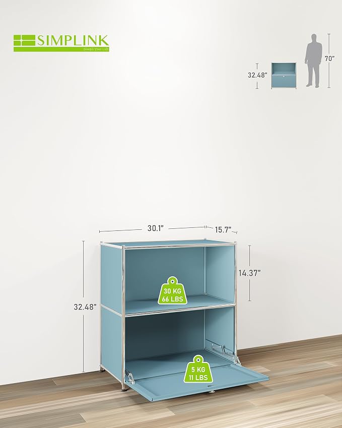 32.5-Inch Flip-Top Side Table & Buffet Cabinet - Image 3